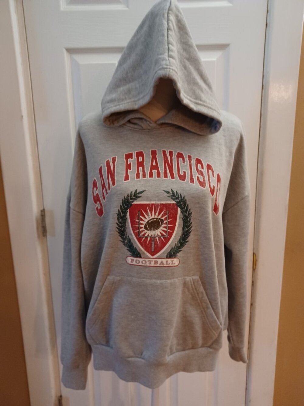 PacSun San Francisco Graphic Football Hoodie Heather Grey/Red
